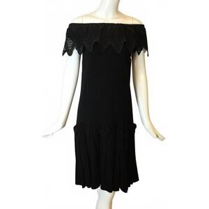 NEW MARIELLA BURANI women's embroidered off shoulder dress in black